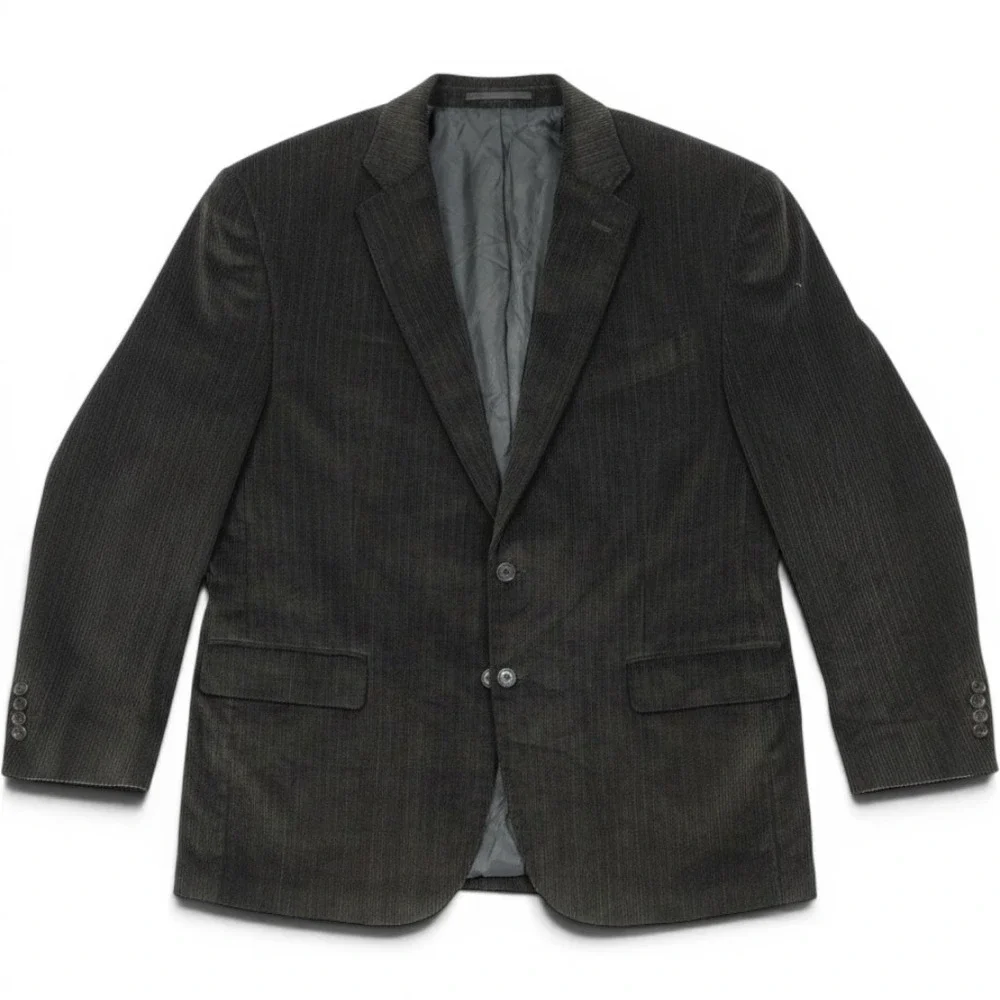 Chaps Ralph Lauren Sport Coat Mens 44R Brown Herringbone Corduroy Blazer Cotton